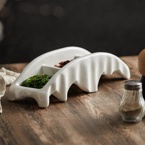 Bandeja de Porcelana Blanca Desechable con Tres Compartimentos en Forma de Puente, para Aperitivos, <span class=keywords><strong>Tapas</strong></span>, Encurtidos y Banquetes - Product Image 3