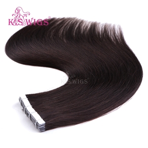Extensions de cheveux à bandes adhésives 100 % cheveux Remy chinois, cuticules alignées, double épaisseur, sans perte, couleur foncée, cheveux raides naturels. - Product Image 3