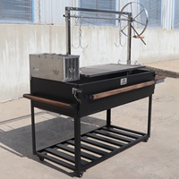 Parrilla de Carbón Estilo Argentino de 1.5 m, Estación de Asado Profesional Santa María con Mesa Lateral Plegable de Madera para Patio