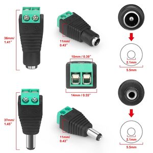 Adaptador de Plugue de Energia <span class=keywords><strong>DC</strong></span> 5.5MM X 2.1MM para Plugue Fêmea e Macho para Fita LED de Cor Única 5050 3528 5060 e Câmeras de CCTV - Product Image 4
