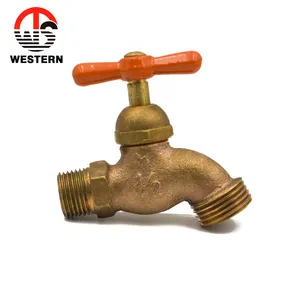 PN20 MXM Red T-handle Copper Brass Bibcock Slow Open Forged Brass Water Bib Tap