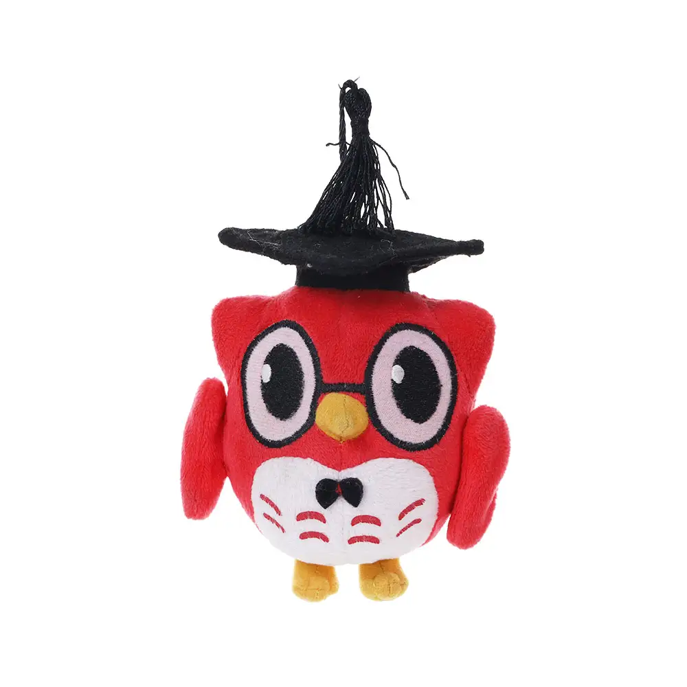 Desenhos animados brinquedos coruja mágica vermelha desgasta um brinquedo animal do luxuoso do chapéu do feiticeiro