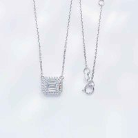 Collier Pendentif en Platine Pt950 avec Diamant de Laboratoire, Forme Coussin, Motif Galaxie Géométrique, Luxe et Tendance, Bijou Fin Réglable