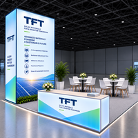 Stand modulaire 20x30 pour salon professionnel avec affichage LED SEG et espace de rangement rétroéclairé pour l'Expo de la fabrication avancée 2027