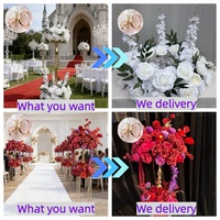 Boule de fleurs en soie OLER Aquamarine, pétales soyeux, pour mariage