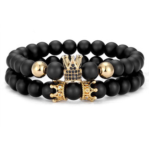 2025 New Wholesale <b>Mens</b> Fashion Jewelry Diamond Crown Natural Stone Matte <b>Beaded</b> <b>Men's</b> Set <b>Bracelet</b> - Product Image 1