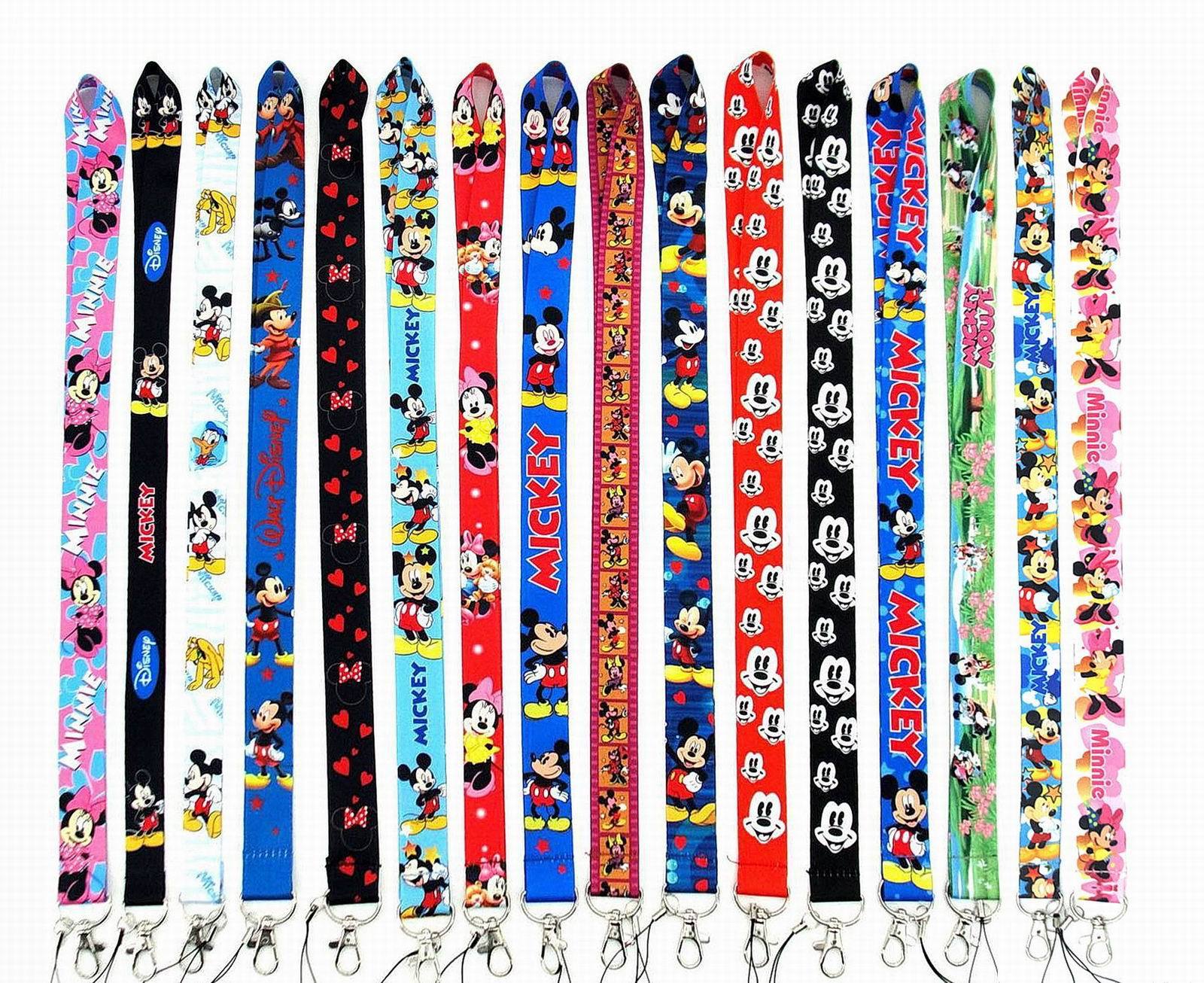 Portable Cute Cartoon Mickey Minnie Lanyards Satin Accessories Anti-Lost Neck Strap Card Holder Phone Case Lanyards Wholesale Image 2