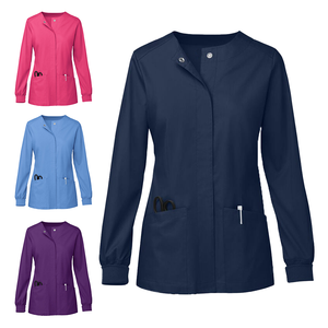 Custom <strong>Scrubs</strong> Jacket with Logo <strong>Scrub</strong> Uniform Ladies Sets Doctor Medical Uniforms for Women 2 Pockets Long Sleeve Snap Front <strong>Top</strong> - Product Image 2