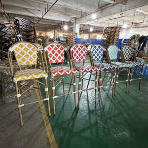 Tabouret de <span class=keywords><strong>bar</strong></span> moderne en aluminium aspect <span class=keywords><strong>bambou</strong></span> et rotin PE pour hôtel, restaurant, salle à manger extérieure, comptoir de luxe - Product Image 6
