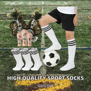 Chaussettes de football montantes de haute qualité, motif lettres, en polyester/coton, personnalisables avec logo, pour adultes, vente en gros directe usine - Product Image 2