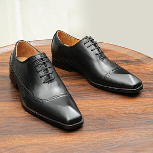 Nuevos Zapatos Formales y Casuales de Diseño para Hombre con Punta Cuadrada Grabada, Aumento de Altura, Impermeables, para Otoño - Product Image 1