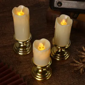 LED Simulation Candle Electronic Light Gold Base Tears Swing Candle Wedding Valentine's Day Decoration