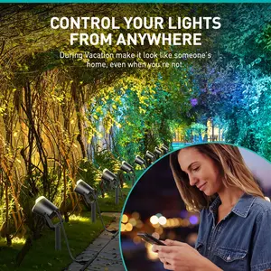 Alexa Tuya WIFI Smart Outdoor Waterproof Spotlight LED Light IP65 Decorative Adjustable LED Spike Solar Garden Lawn Lamp