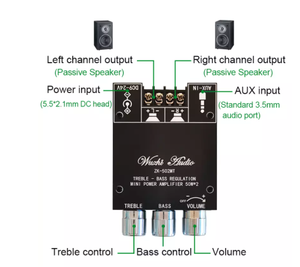 Bo Mạch Khuếch Đại ZK-502MT Bo Mạch Khuếch Đại Âm Thanh Stereo Công Suất Cao 2.0 Kênh 2X50W <span class=keywords><strong>AMP</strong></span> Bass - Product Image 2