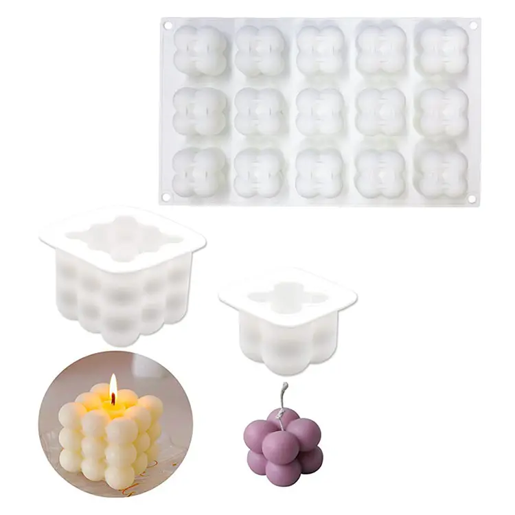 1/6/15 cavity 3D Silicone magic bubble cube Candle Mold Overlapping Balls Sphere Mold DIY Aromatherapy Candle Wax Mould