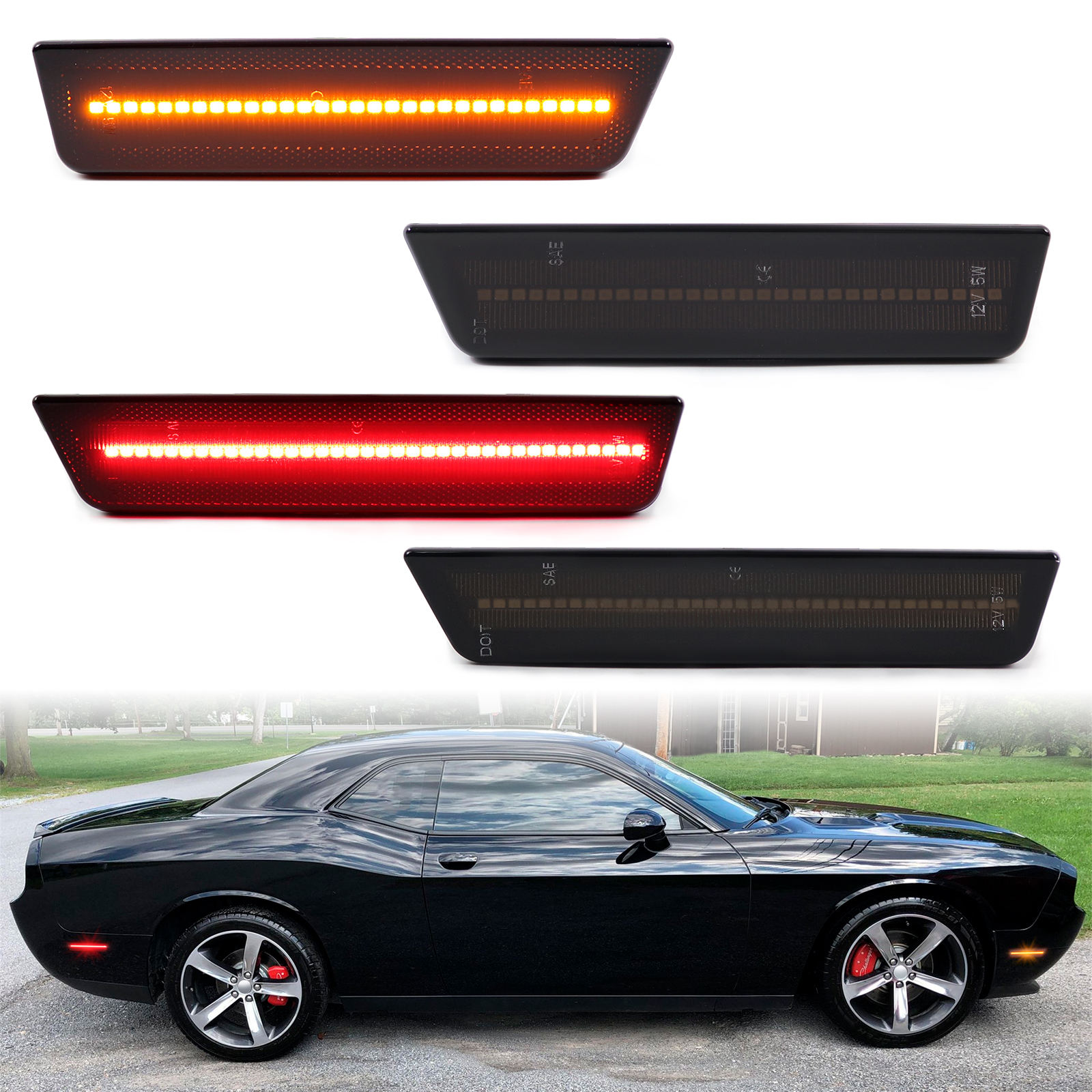 2x Ambre + 2x conception de ligne lights-1led rouge