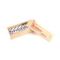 Vente en gros de dominos double six JUXING D6-5010D, boîte en bois, ensemble de jouets personnalisés, fournisseur d'usine, prix bas