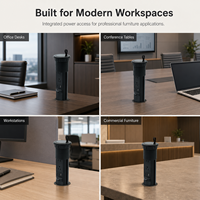 Tour de prises escamotable manuelle avec double prises CA, USB-A et USB-C pour bureau