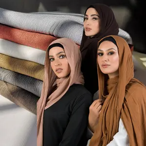 61Colors Big Size Ladies Fringe Cotton Crepe Shawl Hijab Fashion Dubai Crinkle Head Scarf For Women High Quality