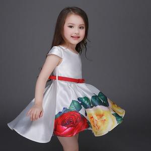 <b>Turkey</b> Wholesale Kids <b>Clothes</b> Child White Printing Flower Princess Dress - Product Image 1