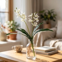 Orchidées artificielles au toucher réel en latex, fleurs d'orchidées artificielles en pot pour la décoration du salon, de la maison ou du bureau