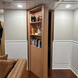 Étagère de rangement multicouche moderne en bois sur mesure avec porte escamotable dissimulée, bibliothèque secrète, porte Murphy secrète pour bureau ou pièce secrète - Product Image 6