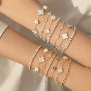 18K Gold Plated Trendy <b>Stacking</b> <b>Ring</b> 925 Sterling <b>Silver</b> Accessories Femme Open Four Leaf Clover Jewelry <b>Rings</b> Set for Women - Product Image 5