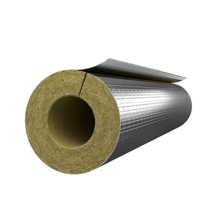 Tuyau en laine minérale isolation thermique densité ignifuge 120kg/m3 tuyau en laine minérale en feuille d'aluminium