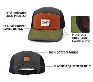 Gorra Deportiva Personalizada de 5 Paneles Tricolor para Exteriores, Transpirable, Plegable, con Visera Suave, para Correr, Acampar, Actividades al Aire Libre y Ropa Urbana - Product Image 6