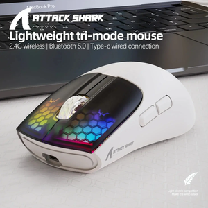 Souris de jeu Attack <span class=keywords><strong>Shark</strong></span> X5 légère, 3 modes, filaire BT, sans fil 2.4G, RGB - Product Image 6