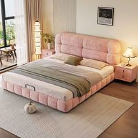 2025 Fabrikpreis Hochwertiges Modernes Luxuriöses Bett im Italienischen und Französischen Stil, Weiches Bett aus Einfachem Chenille-Samt