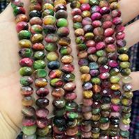 Perles rondes facettées fantaisie en forme de tigre, violettes, jaunes et bleues, 10x12 mm, pour la fabrication de bijoux fantaisie
