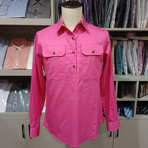 Camicie da lavoro da <span class=keywords><strong>donna</strong></span> in cotone a maniche lunghe 100% agricoltura Australia OEM Half Botton Country - Product Image 2