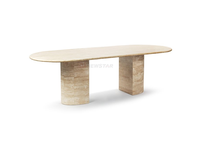 Table ovale italienne et moderne pour salle à manger meubles de restaurant table de salle à manger ensemble table à manger de luxe en travertin à surface polie