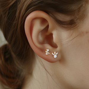 Gioielli 925 moda in <span class=keywords><strong>argento</strong></span> Sterling 18K oro placcato in zircone rettangolare <span class=keywords><strong>orecchini</strong></span> a bottone rotondi - Product Image 4