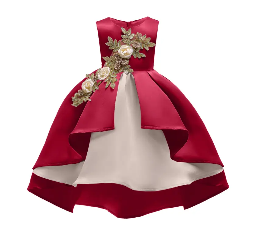 Mingyue prenses çocuk rop modeli kız elbise 8 yıl çocuklar saten fantezi çiçek baskı elbise 2948