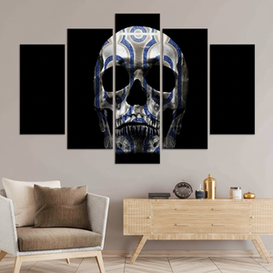 Ornate Skull Art Deco Panel Print Modern Hanging <b>Wall</b> Decor SET of 5 MIX <b>CANVAS</b> - Product Image 3