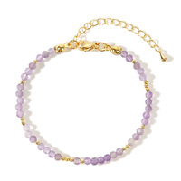Bracelet en pierres naturelles facettées de style bohème, améthyste, fait main, chaîne réglable, bijoux pour femmes