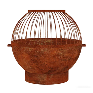 Brasero d'extérieur contemporain en fer noir de forme sphérique avec poignées latérales pour les marchés européen et américain - Product Image 2