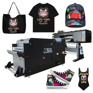 Camisetas de boa qualidade impressora de vestuário, jogo de quatro cabeças i3200a1 60cm de largura dtf impressoras e pó shaker