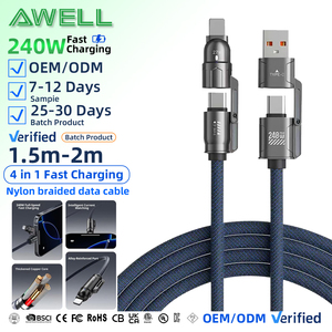 Premium Örgülü 240W 4'ü 1 Arada Veri Kablosu, Macbook Air Pro ve IOS Cihazları için PD 3.1 Yüksek Güçlü Hızlı Şarj Özelliğiyle - Product Image 1