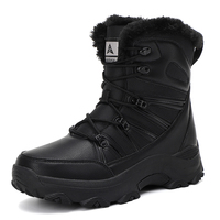 Bottes de neige montantes pour hommes en cuir véritable, à lacets, respirantes, chaudes, doublées de coton, isolées, antidérapantes et lumineuses