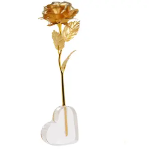 Прозрачная акриловая подставка для цветов, прозрачный держатель в форме сердца, для поддержки бутонов, ВАЗ с одним стержнем и покрытием розы 24 к