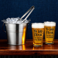 Vente en gros de mugs à bière classiques en verre givré de 700 ml avec pinces et seau, grand ensemble de verres à bière personnalisés avec logo