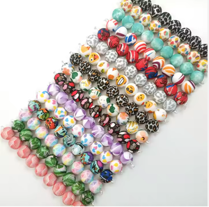 Cuentas de silicona impresas personalizadas de 15mm, <span class=keywords><strong>mordedor</strong></span> de silicona con estampado de leopardo, cuentas de silicona masticables para bolígrafo DIY, juguete para la dentición del bebé - Product Image 1