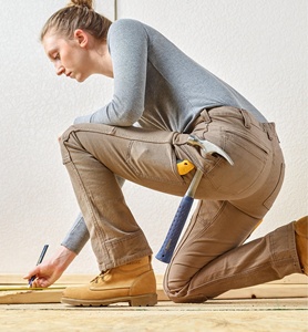 <span class=keywords><strong>Pantaloni</strong></span> Cargo da <span class=keywords><strong>Donna</strong></span> in Tela di Cotone con Spandex, Multitasche Laterali, Vita Bassa Personalizzabile, Colore <span class=keywords><strong>Kaki</strong></span> - Product Image 3