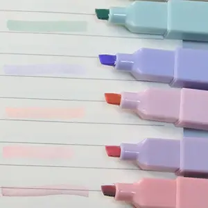 Pastel Wholesale Custom Cute Multicolor Highlighter Pen 12 Pastel Colors Macaron Highlighter Pen With Custom LOGO