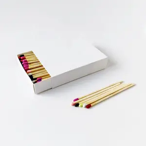 Custom Logo Op Witte Vierkante Matchbox Logo Ontwerp 100 Sticks 10 Cm Kaars Match Dozen Kleurrijke Lange Wedstrijden