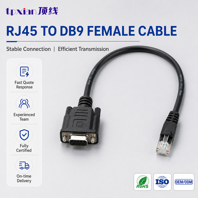 Factory OEM RJ45 to DB9 Female Cable RS232 Serial Communication Wire Harness Industrial Equipment Debugging Connection Cable