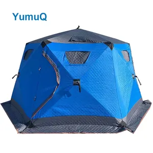 YumuQ 350cmサイズ屋外アイスキューブポップアップフィッシングテント、3層コットン生地ウィンターアイスフィッシングテント6人